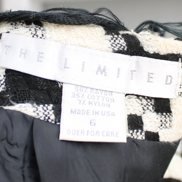 The Limited VTG 90's Black White Houndstooth Skirt Blazer Suit Size Small / 6 - Picture 5 of 8